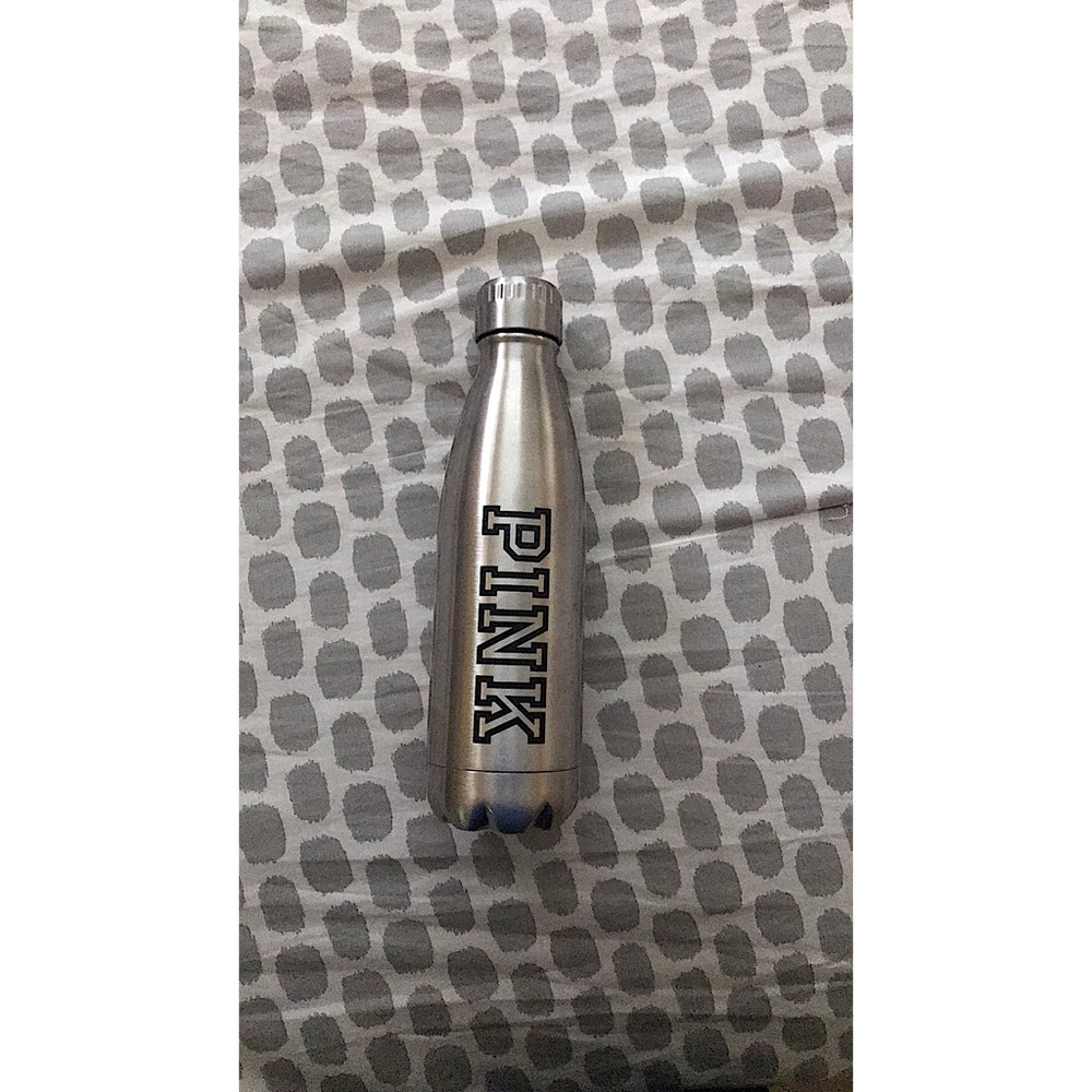 PINK silver metal water bottle